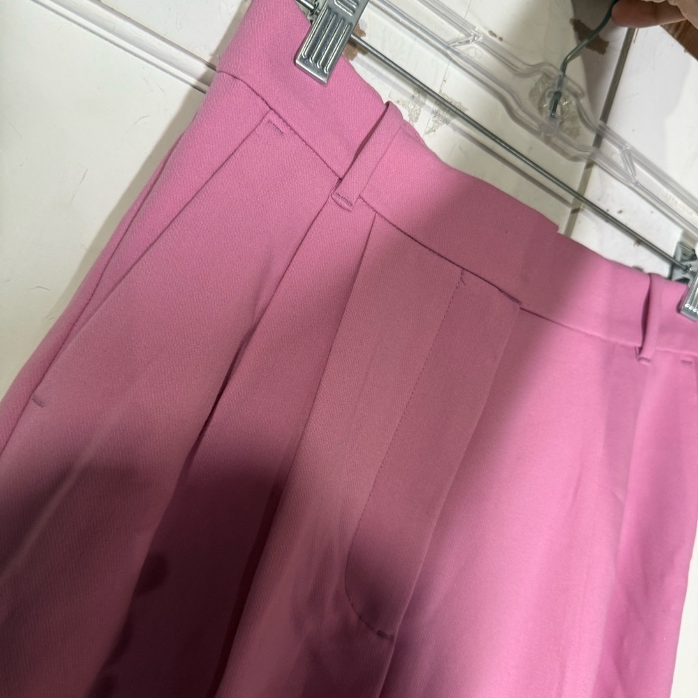 Abercrombie & Fitch Sloane Tailored Wide Leg Pants Pink Pleated Size 4 / 27 - Picture 8 of 11